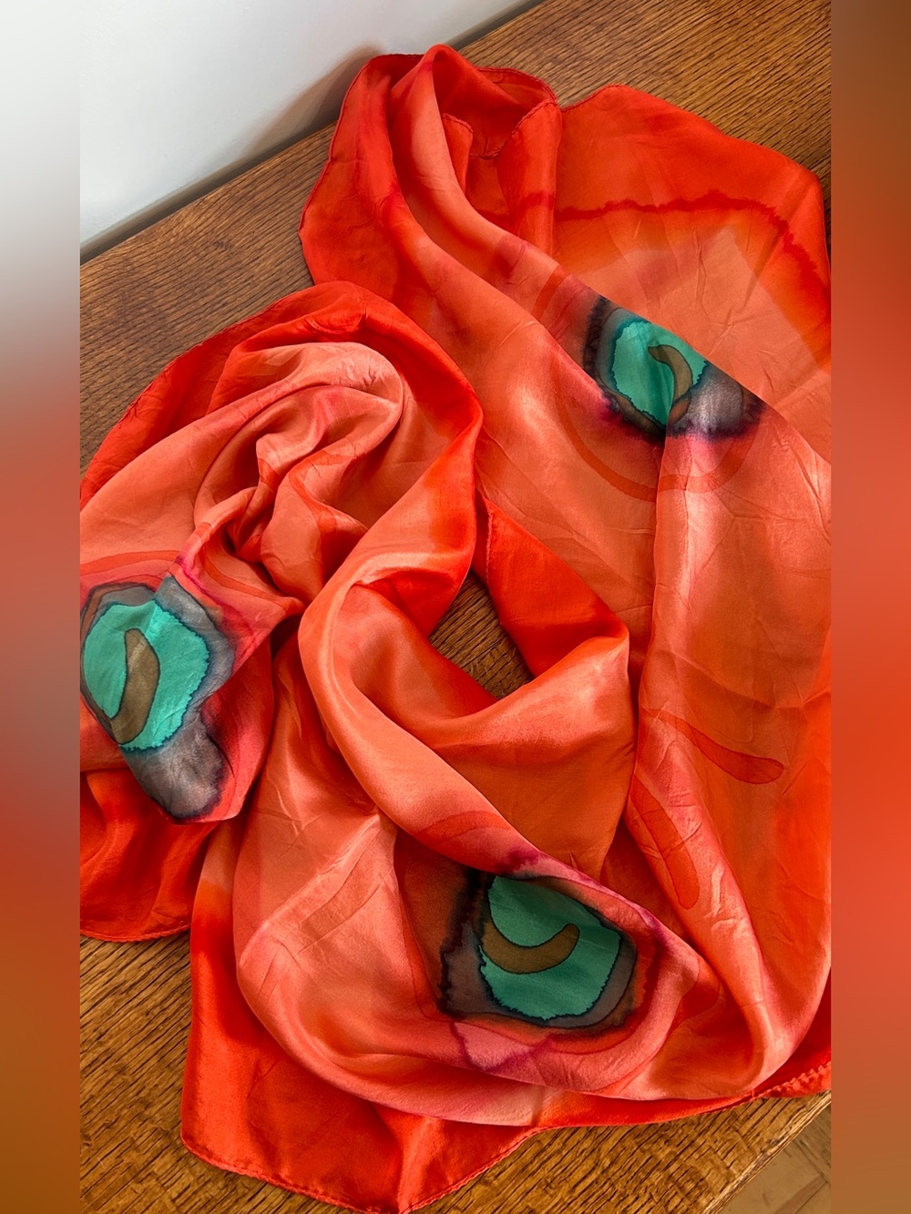 100% SILK HAND DYED/PAINTED SCARF